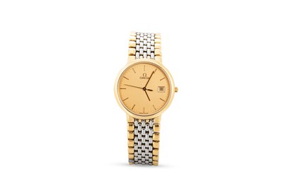 Lot 409 - A GENT'S OMEGA WRISTWATCH, bi-metal, gilt dial,...
