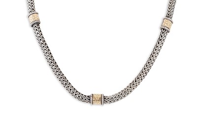 Lot 167 - A JOHN HARDY SILVER NECKLACE, with yellow...