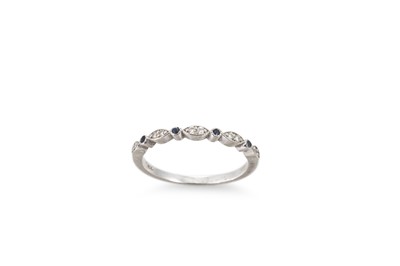 Lot 280 - A DIAMOND AND SAPPHIRE HALF ETERNITY RING,...