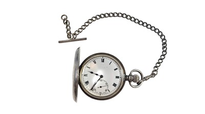 Lot 449 - A PRE-WAR SILVER HALF HUNTER POCKET WATCH,...