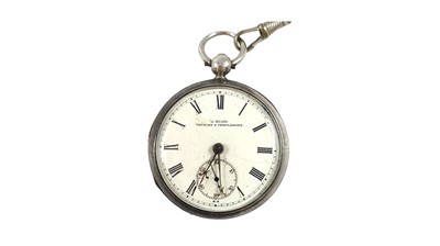 Lot 452 - A GEORGE V SILVER OPEN FAED POCKET WATCH, J...