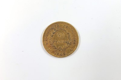 Lot 500 - AN 1808 FRENCH 20 FRANC NAPOLEON GOLD COIN,...