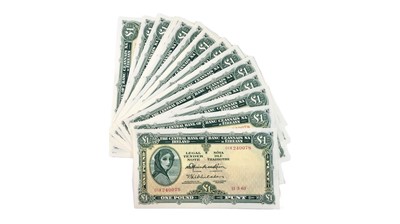 Lot 488 - NINETEEN CONSECUTIVE 1963 £1 IRISH BANKNOTES,...