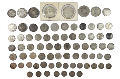 Lot 493 - A MIXED BAG OF SILVER COINS, English 50% &...
