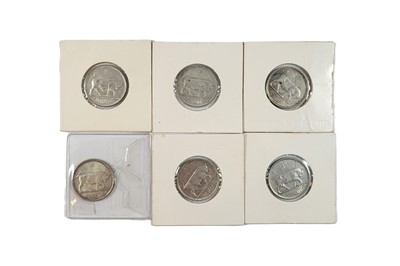 Lot 497 - A GROUP OF SIX IRISH SHILLING SILVER COINS,...