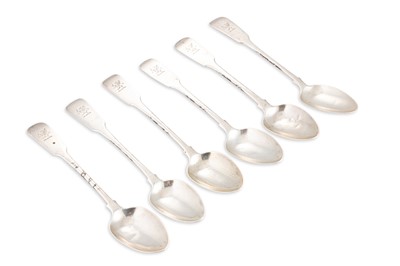 Lot 492 - A SET OF SIX 19TH CENTURY IRISH STERLING...