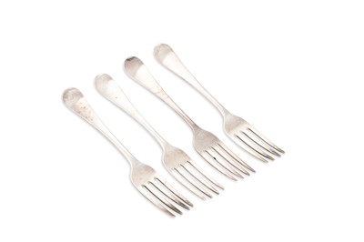 Lot 493 - A SET OF FOUR GEORGE III IRISH STERLING SILVER...
