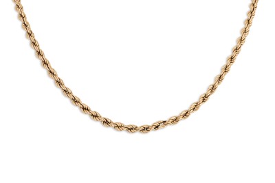 Lot 361 - A 9CT GOLD ROPE LINK NECKLACE, 24" long, 11.3 g.