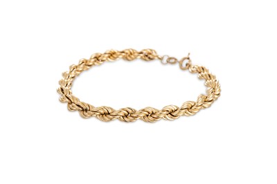 Lot 362 - A 9CT GOLD ROPE LINK BRACELET, 4.7 g.