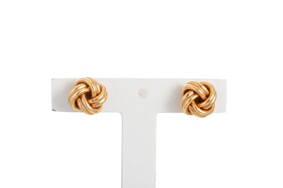 Lot 366 - A PAIR OF 9CT GOLD EARRINGS, knot form, 2.6 g.
