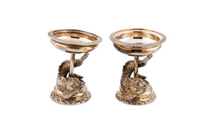 Lot 488 - A PAIR OF MODERN ROYAL IRISH SILVER DOLPHIN...