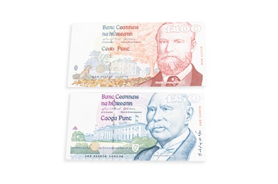 Lot 509 - A PAIR OF IRISH £50 & £100 BANKNOTES, A Hyde...
