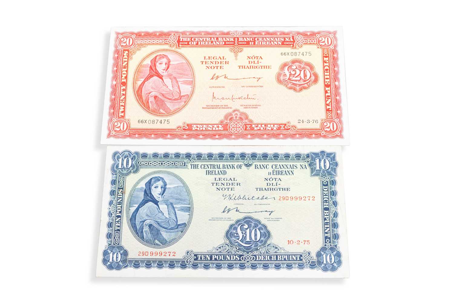 Lot 514 - A PAIR OF LADY LAVERY IRISH BANKNOTES, a £20...