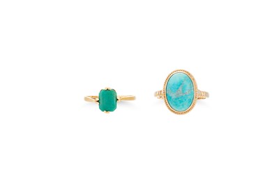 Lot 338 - AN 18CT GOLD STONE SET RING, together with a...