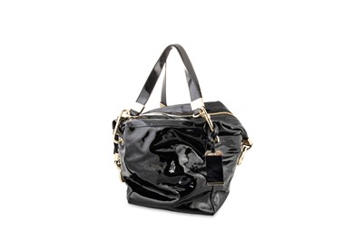 Lot 527 - A JIMMY CHOO BLACK PATENT LEATHER HANDBAG,...