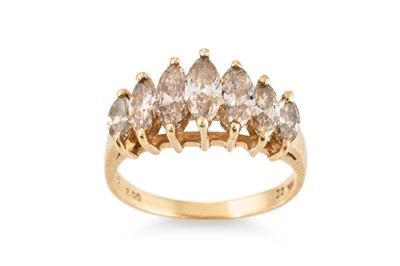 Lot 162 - A DIAMOND CLUSTER RING, the seven marquise cut...