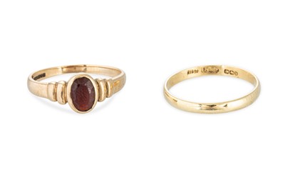 Lot 154 - AN 18CT GOLD BAND RING, together with a 9ct...