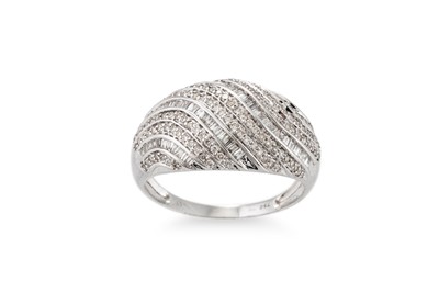 Lot 186 - A DIAMOND CLUSTER RING, bombé style, mounted...