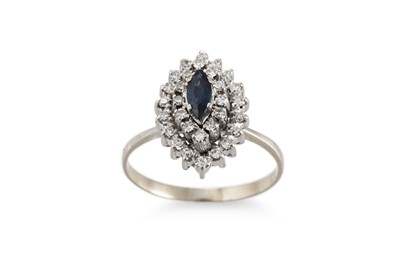 Lot 205 - A SAPPHIRE AND DIAMOND CLUSTER RING, the...
