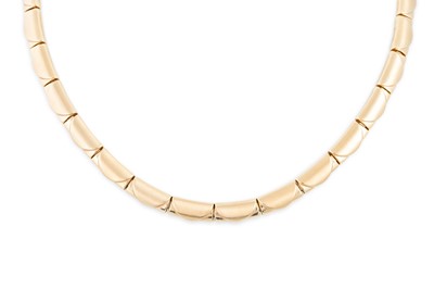 Lot 404 - A 14CT YELLOW GOLD CHOKER NECKLACE, each...
