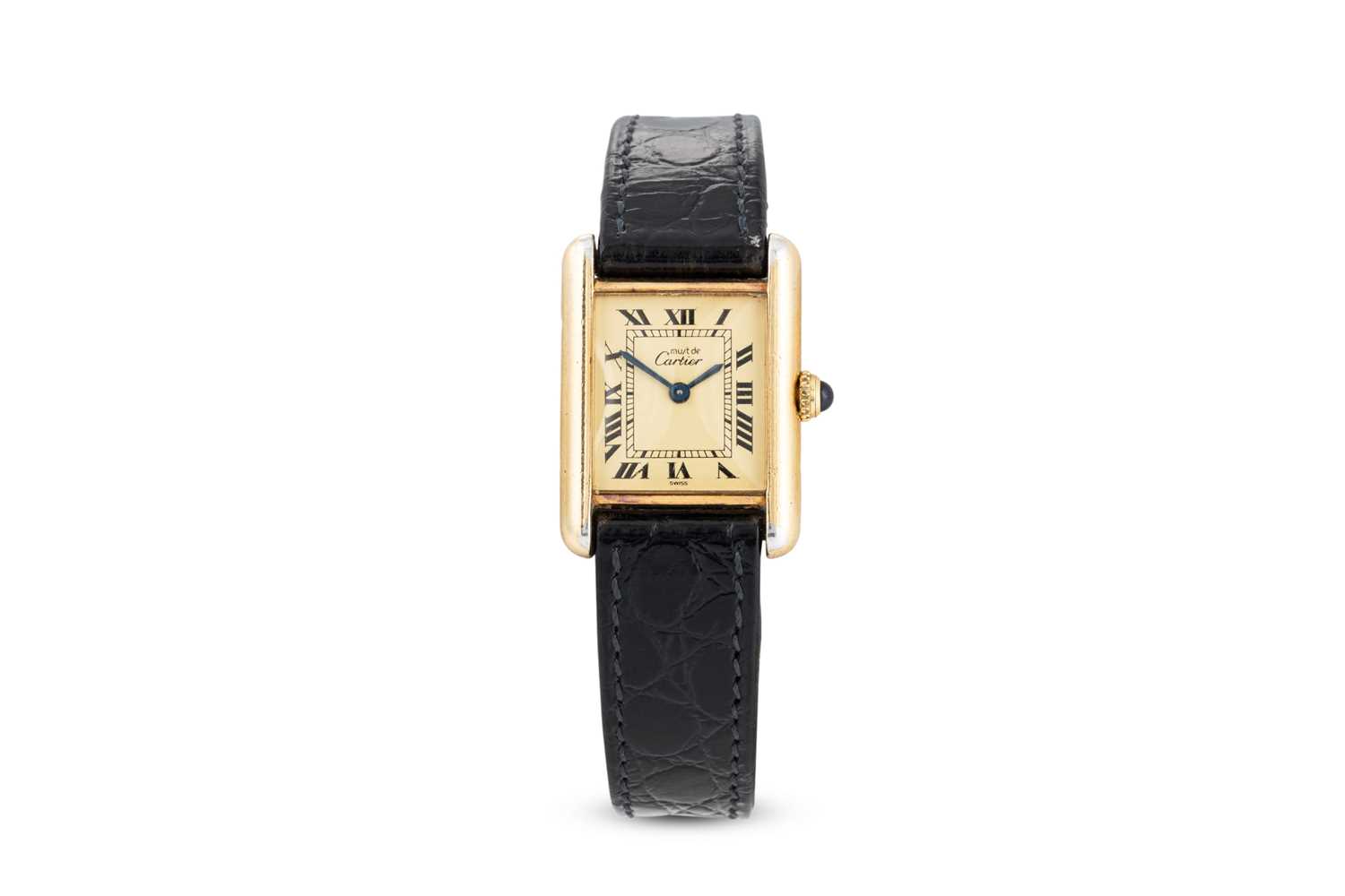 Lot 348 - A MUST DE CARTIER GOLD PLATED ON SILVER TANK...