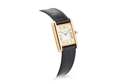 Lot 348 - A MUST DE CARTIER GOLD PLATED ON SILVER TANK...