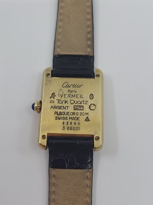 Lot 348 - A MUST DE CARTIER GOLD PLATED ON SILVER TANK...