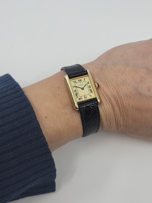 Lot 348 - A MUST DE CARTIER GOLD PLATED ON SILVER TANK...