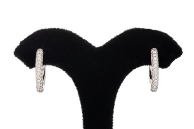 Lot 164 - A PAIR OF DIAMOND SET HOOP EARRINGS, the pavé...
