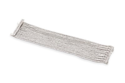 Lot 419 - AN IMPRESSIVE MULTI-ROWED LINE BRACELET, the...