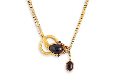 Lot 330 - A VICTORIAN GOLD AND GARNET SNAKE NECKLACE,...