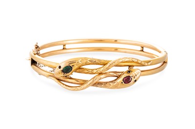 Lot 333 - AN EARLY 20TH CENTURY ANTIQUE GEM SET SNAKE...