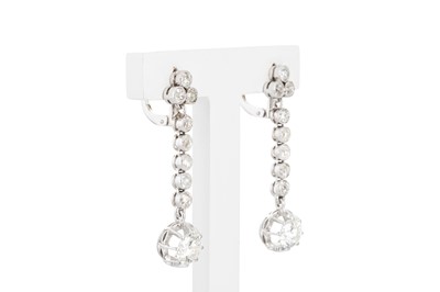 Lot 375 - A PAIR OF ANTIQUE DIAMOND DROP EARRINGS, the...