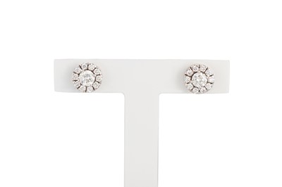 Lot 266 - A PAIR OF DIAMOND CLUSTER EARRINGS, the...