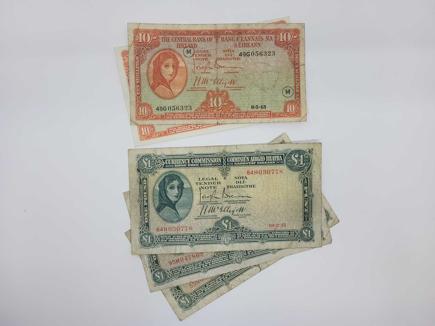 Lot 464 - FOUR + ONE LAVERY IRISH WAR CODE £1 & 10/-...