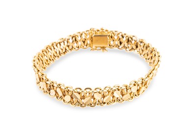 Lot 188 - AN 18CT GOLD FRENCH FLEXIBLE BRACELET, 15 g.