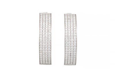 Lot 262 - A PAIR OF MODERN HOOP EARRINGS, in 18ct white...