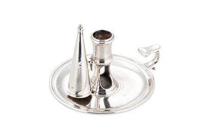 Lot 537 - A GEORGE II IRISH SILVER CHAMBERSTICK,...