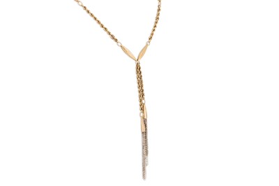 Lot 135 - A 9CT YELLOW GOLD NECKLACE, with white gold...