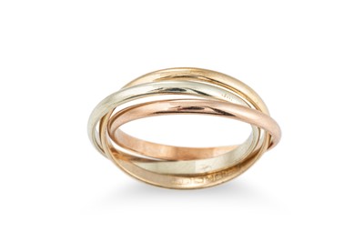 Lot 124 - A THREE COLOUR GOLD WEDDING BAND, of three...