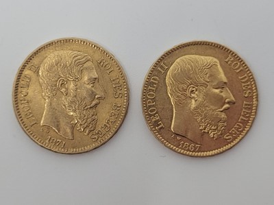 Lot 460 - TWO X 20 FRANC HUNGARIAN GOLD COINS, 1867,...