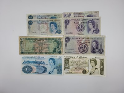 Lot 421 - A COLLECTION OF THREE £1 & 2 X 50P ISLE OF MAN...