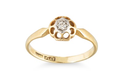 Lot 115 - AN 18CT YELLOW GOLD DIAMOND SET DRESS RING,...
