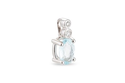 Lot 174 - A TOPAZ AND DIAMOND PENDANT, mounted in 18ct...