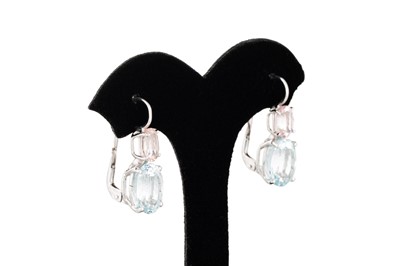 Lot 240 - A PAIR OF MORGANITE AND AQUAMARINE EARRINGS,...