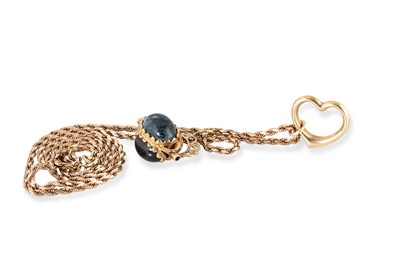 Lot 58 - A 9CT GOLD CHAIN, suspending swivel fob and a...