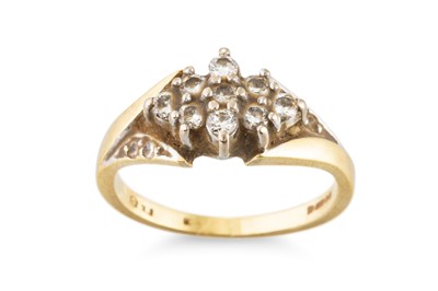 Lot 63 - A DIAMOND CLUSTER RING, lozenge shape, mounted...