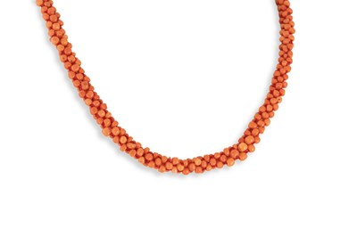 Lot 117 - TWO VINTAGE CORAL BEADED NECKLACES, with gold...