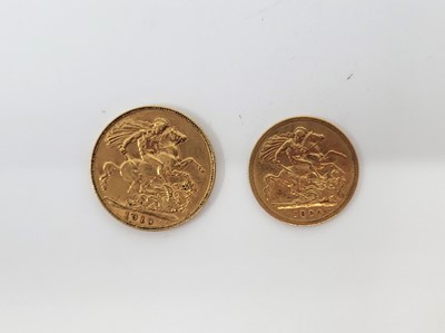Lot 429 - A 1910 FULL SOVEREIGN, together with an 1896...