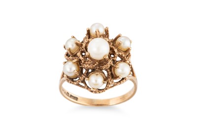 Lot 306 - A CULTURED PEARL SET CLUSTER RING, mounted in...